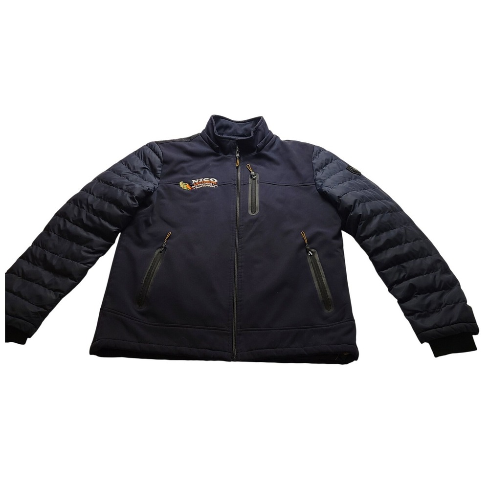 Platini Men's XL Navy Blue Hybrid Softshell Puffer Jacket Nico Mexi Food Logo